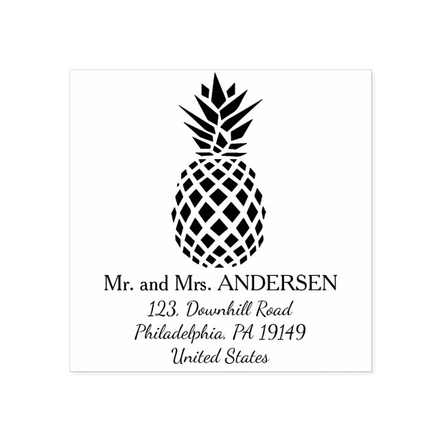 Pineapple personalised tropical wedding stamp (Imprint)