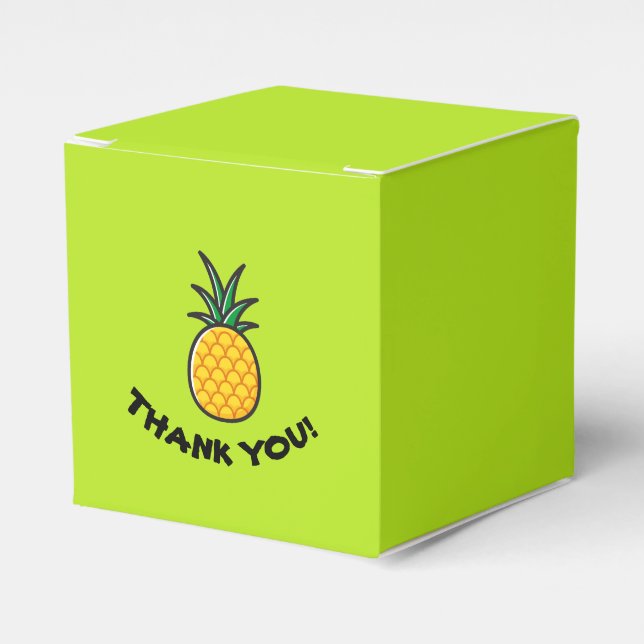 Pineapple Personalized Tropical Favour Boxes (Front Side)