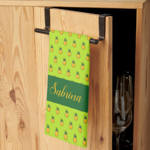 Pineapple Personalized Tropical Luau Kitchen Towel