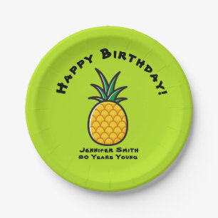 Pineapple Personalized Tropical Paper Plates Party