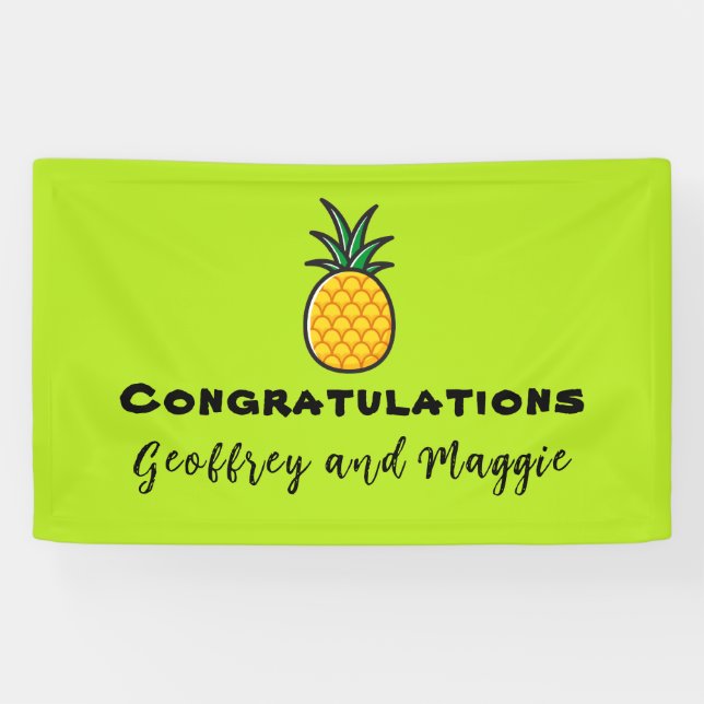 Pineapple Personalized Tropical Party Banner (Horizontal)