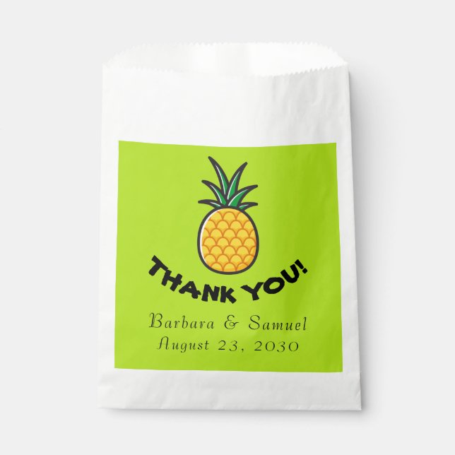Pineapple Personalized Tropical Party Favour Bags (Front)