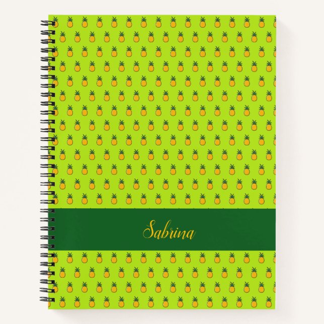 Pineapple Personalized Tropical Spiral Notebook (Front)