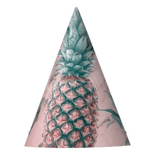 Pineapple Pink Marble Swirl Modern Tropical Party Party Hat