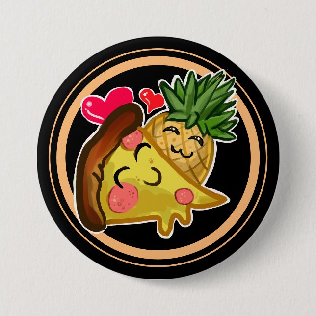Pineapple Pizza Love 3 Inch Round Button (Front)