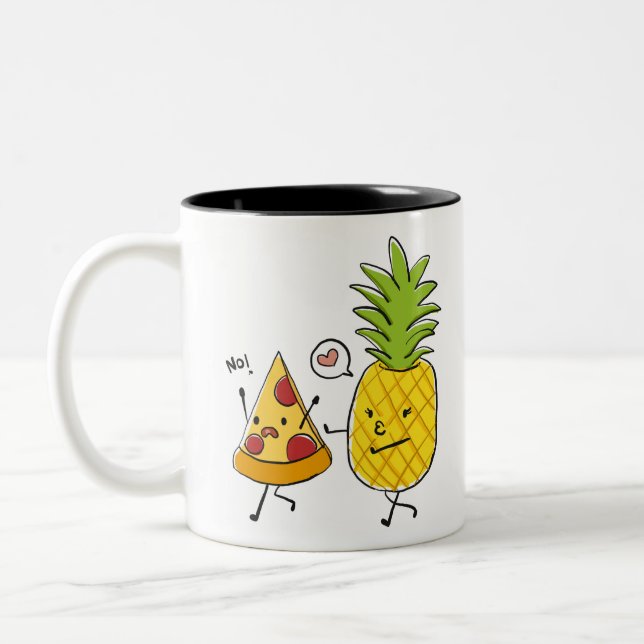 Pineapple pizza Two-Tone coffee mug (Left)