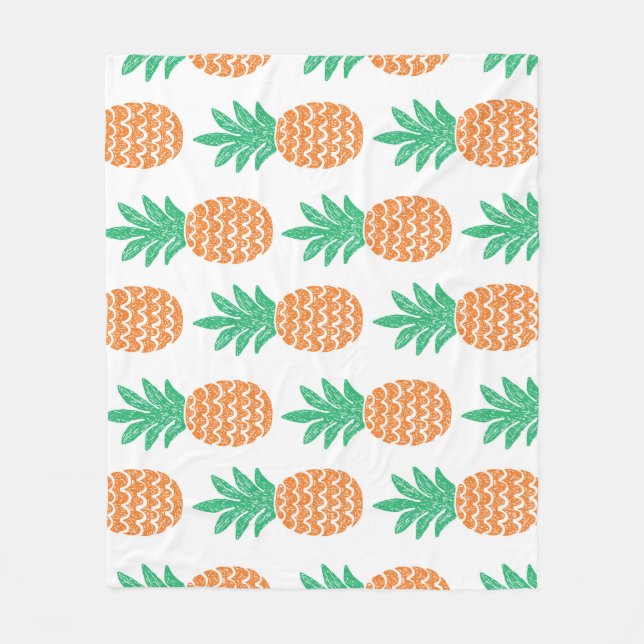 Pineapple Play: Fun Pattern Delight. Fleece Blanket (Front)