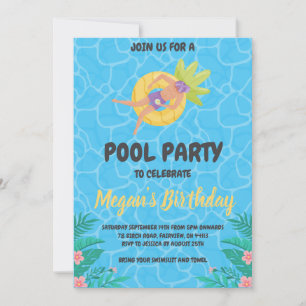 pineapple pool party invitations
