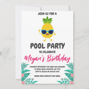 pineapple pool party invitations