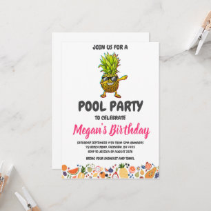 pineapple pool party invitations
