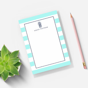 Pineapple Prep Aqua & Navy Personalized Post-it Notes