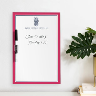 Pineapple Prep   Pink & Navy Personalized Dry Erase Board