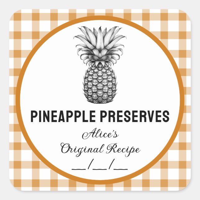 Pineapple preserves label with chequered pattern (Front)