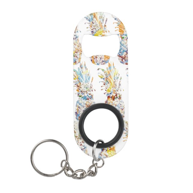 Pineapple Print Keychain Bottle Opener (Front)