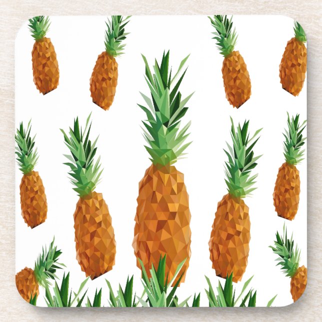 pineapple print polygonal pattern coaster (Front)