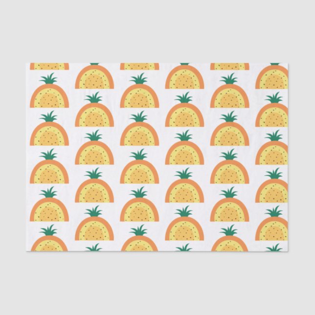 Pineapple Rainbow Pattern, Yellow & Orange Tissue Paper (Front)