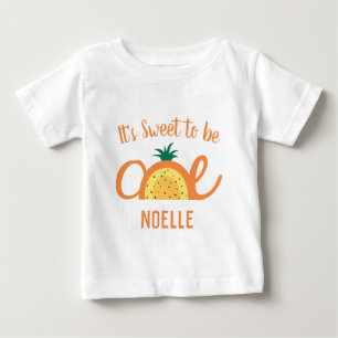 Pineapple Rainbow, Sweet to be One, 1st Birthday Baby T-Shirt