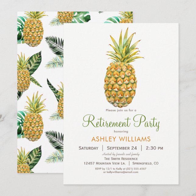 Pineapple Retirement Party Invitation (Front/Back)