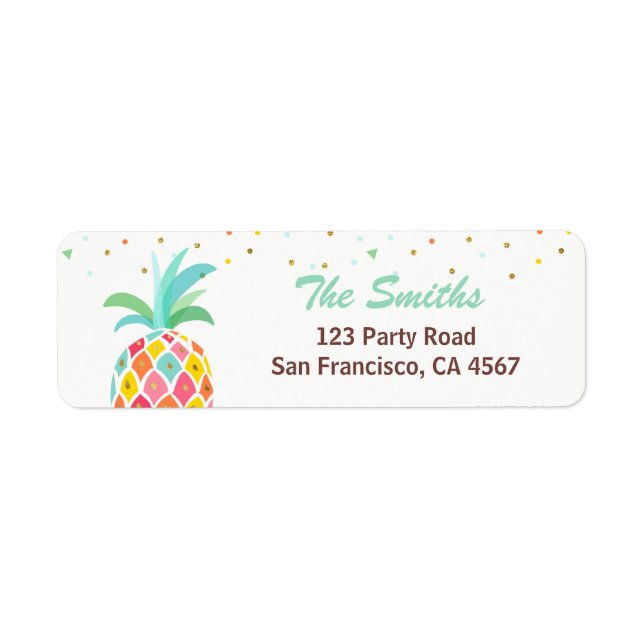 Pineapple Return Address Label Tropical Aloha Luau (Front)
