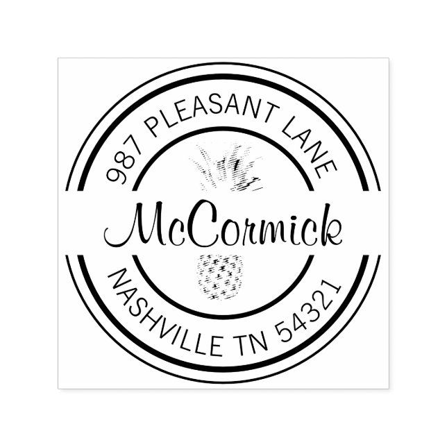 Pineapple Return Address Round Self-Inking Stamp (Design)