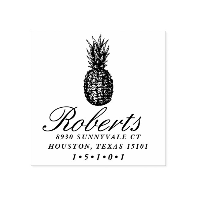 Pineapple Return Address Stamp (Imprint)
