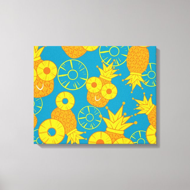 Pineapple Rings: Doodle Cartoon Vintage. Canvas Print (Front)