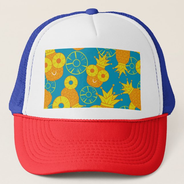 Pineapple Rings: Doodle Cartoon Vintage. Trucker Hat (Front)