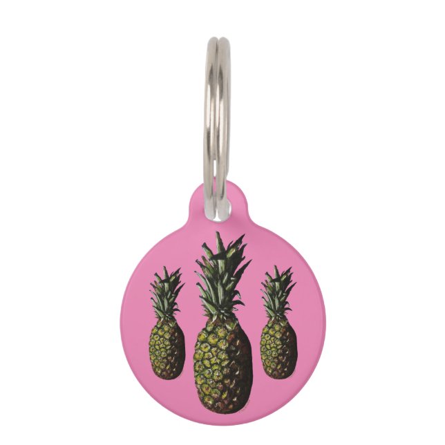 Pineapple Round Pet Tag - Optional Personalization (Front)