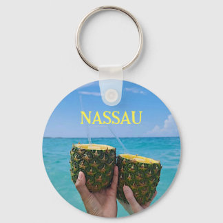 Pineapple rum, your name, Nassau, Bahamas Keychain