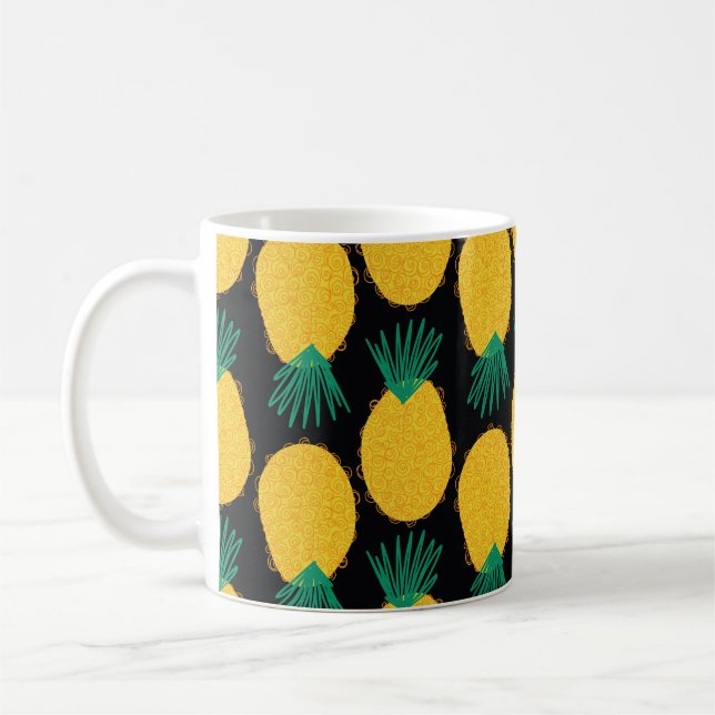 Pineapple seamless abstract pattern. Contemporary  Coffee Mug (Left)