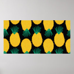 Pineapple seamless abstract pattern. Contemporary  Poster