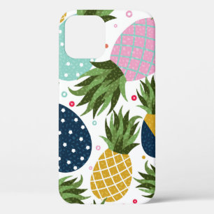 Pineapple seamless pattern illustration, colourful iPhone 12 case