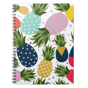 Pineapple seamless pattern illustration, colourful notebook