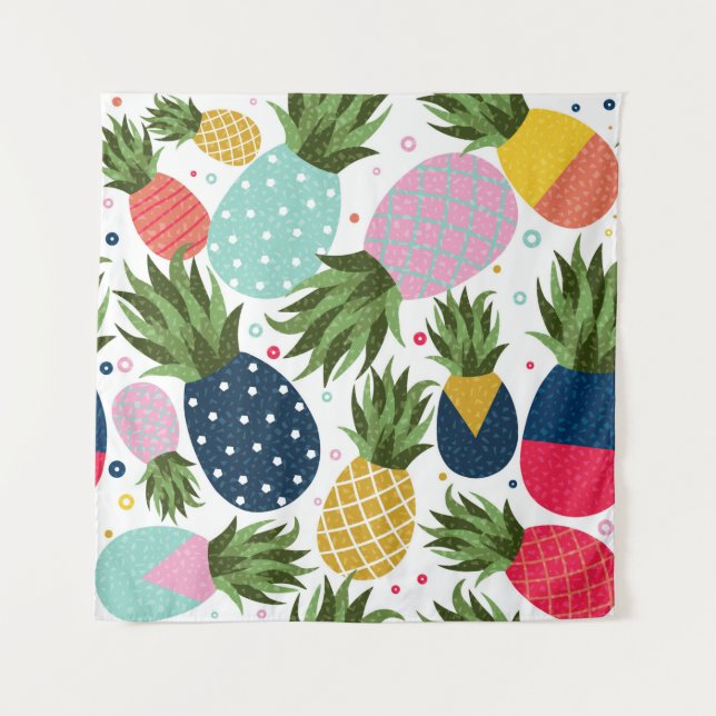Pineapple seamless pattern illustration, colourful tapestry (Front)