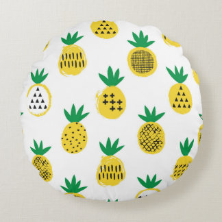 Pineapple seamless pattern. Kid design.  Round Pillow