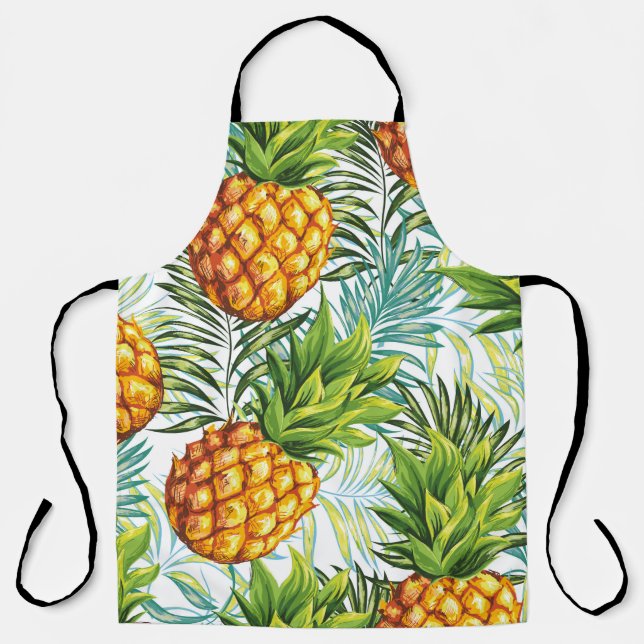 Pineapple. Seamless pattern. Vintage floral patter Apron (Front)