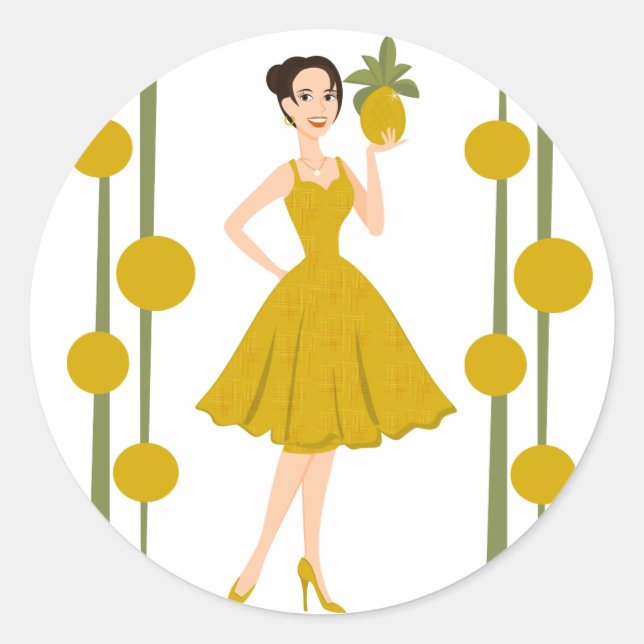 Pineapple She Classic Round Sticker (Front)