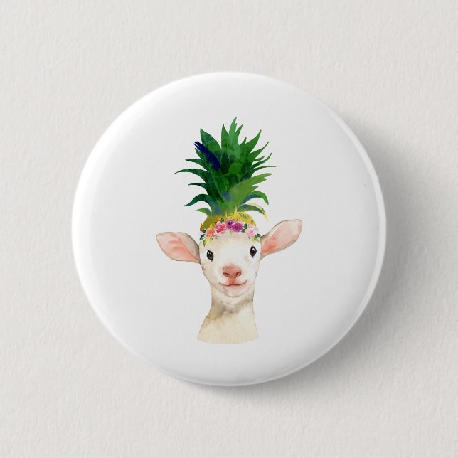 Pineapple Sheep Lamb Carnival 2 Inch Round Button (Front)