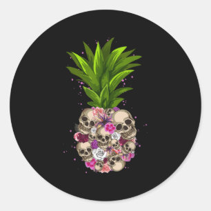 Pineapple Skull Funny Aloha Beaches Hawaiian Hawai Classic Round Sticker