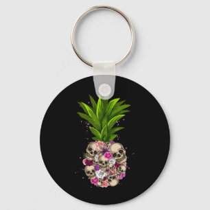 Pineapple Skull Funny Aloha Beaches Hawaiian Hawai Keychain