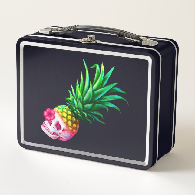 Pineapple Skull Metal Lunch Box (Front)