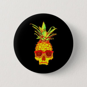 Pineapple Skull With Sungles Retro Tropical Aesthe 2 Inch Round Button