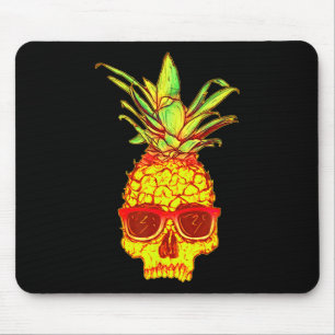 Pineapple Skull With Sungles Retro Tropical Aesthe Mouse Pad