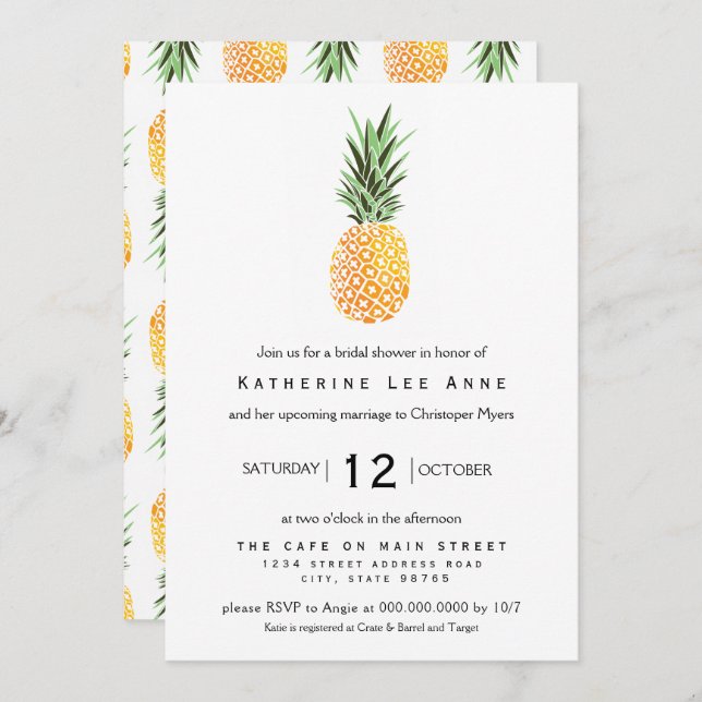 Pineapple Southern Bridal Shower Invitation (Front/Back)
