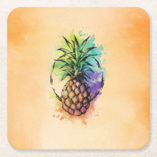 Pineapple Square Paper Coaster