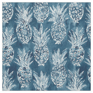 PINEAPPLE STANCE Indigo Boho Hawaiian Pattern Fabric