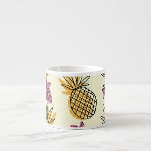Pineapple, strawberry vintage textile design. espresso cup