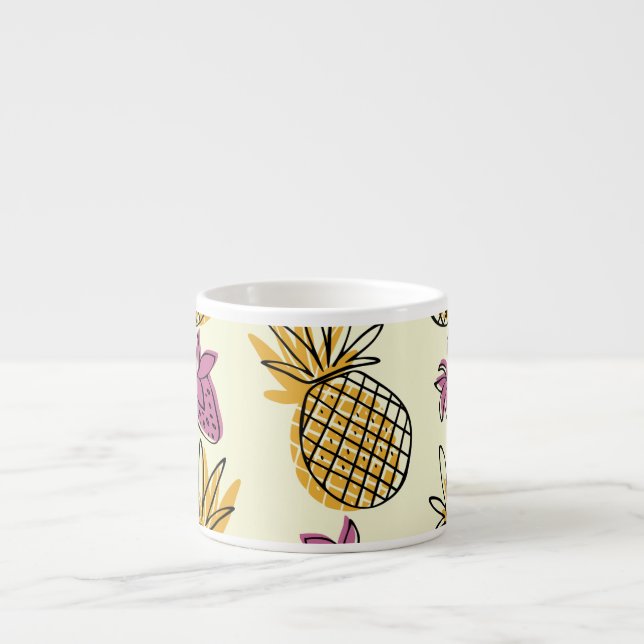Pineapple, strawberry vintage textile design. espresso cup (Front)