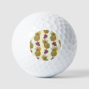 Pineapple, strawberry vintage textile design. golf balls