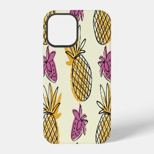 Pineapple, strawberry vintage textile design. iPhone 12 case